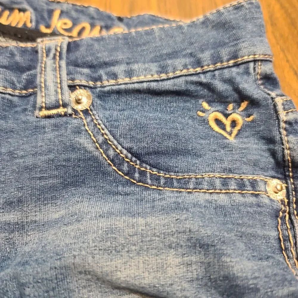 Girls Justice Denim Jean Leggings Size 12 Skinny Sparkles